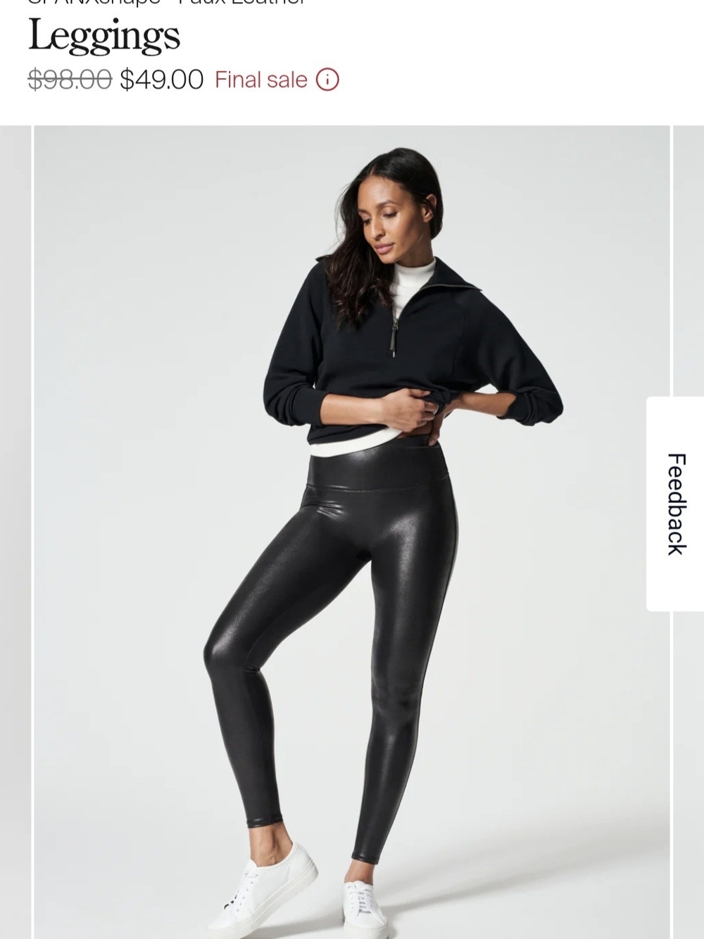 Spanx High-Waist Faux Leather Leggings - Black